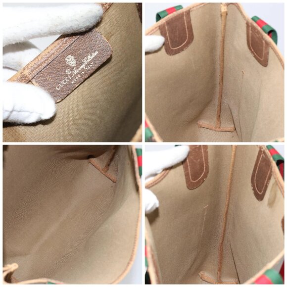 GUCCI GG Supreme Web Sherry Line Tote Bag PVC Beige Gold 89 02 003 Auth 130821 - Picture 15 of 16